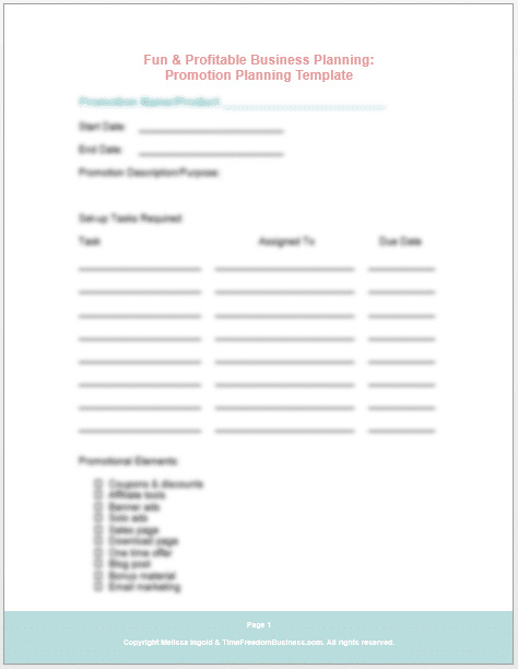 funandprofitable promotion planning template