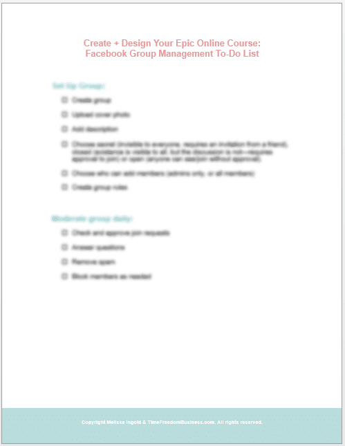 epic course facebook group management checklist